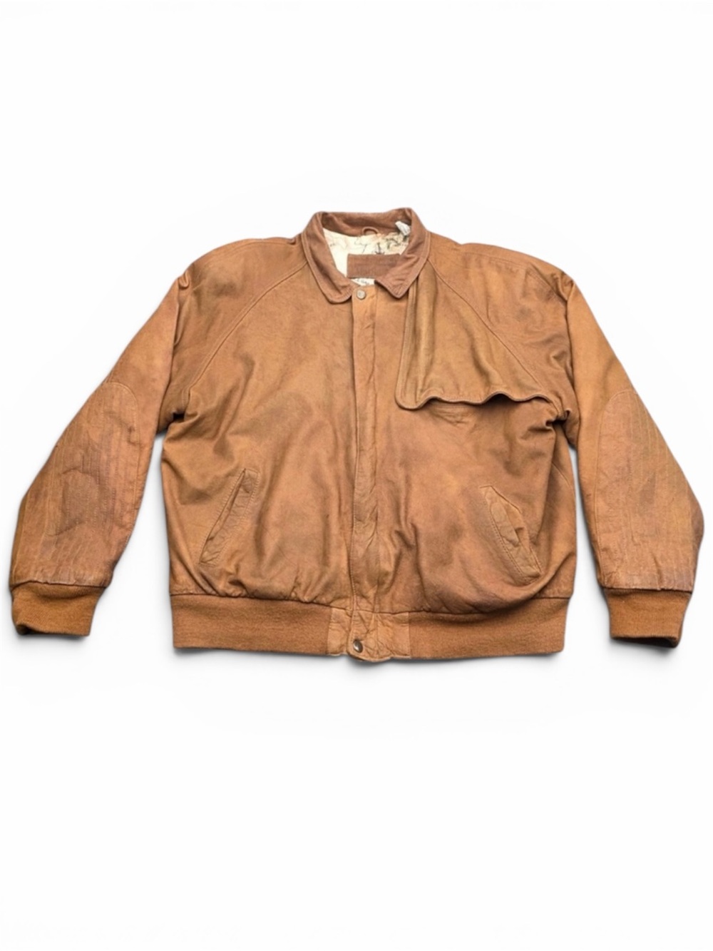Marlboro Tan Leather Bomber Jacket